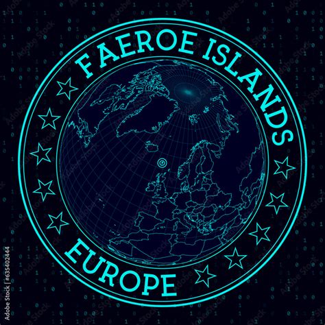 Faeroe Islands Round Sign Futuristic Satelite View Of The World