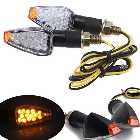 1 Pair Universal Motorcycle 15 LED Turn Signal Light Amber Blinker