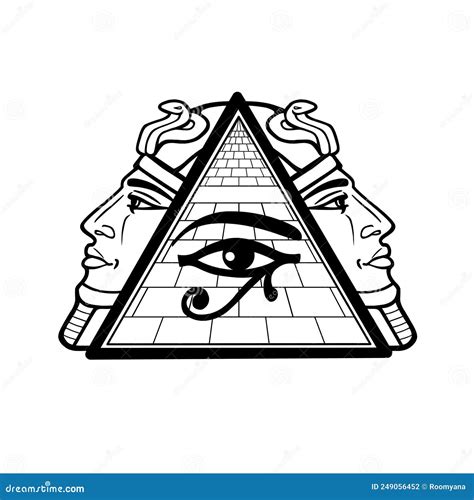 Animation Monochrome Drawing Symbol Of Egyptian Pyramid Eye Of Horus