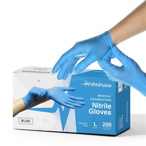 Fifth Pulse Powder Free Nitrile Exam Gloves Latex Free Large Blue