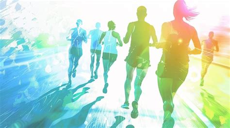 happy people running group simple illustration premium ai generated image