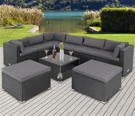 Schemel Region Schwarz Casaria Poly Rattan Lounge Set Zahlen Patent