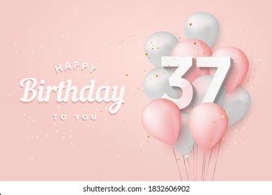 Happy 37th Birthday Balloons Greeting Card Stock Illustration ...