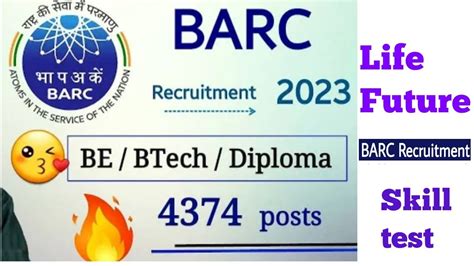 Barc Recruitment Posts Diploma Iti B Tech Bsc