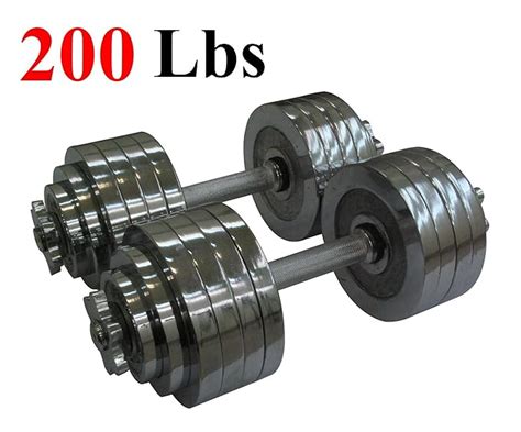 One Pair Of Adjustable Dumbbells Chrome Plated Metal Total 200 Lbs 2 X