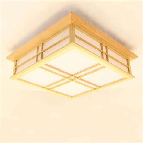 Plafonnier Japonais Moderne Led En Bois Massif Pour Salon Chambre