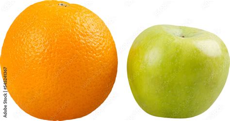 Differences orange and apple fruit Stock Photo | Adobe Stock