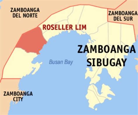 Map of the Zamboanga Sibugay showing the location of Roseller Lim in ...