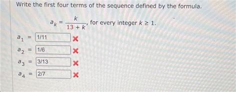 Solved Write The First Four Terms Of The Sequence Defined By