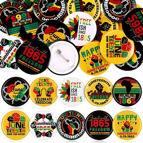 Amazon Inbagi 100 Pcs Juneteenth Buttons Badges Pins Bulk June