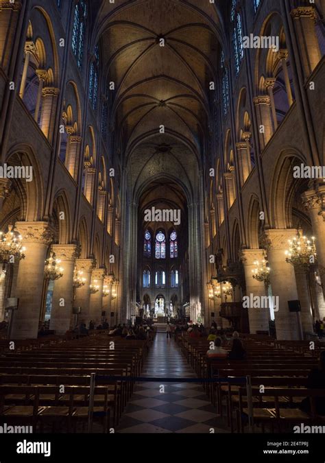 March 2019 Interior Nave Ceiling Of Medieval French Gothic Architecture