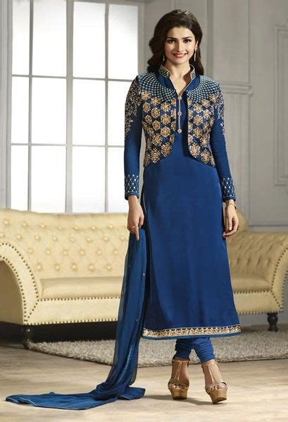 Buy Saree Online Prachi Desai Navy Blue Colour Georgette And Chiffon