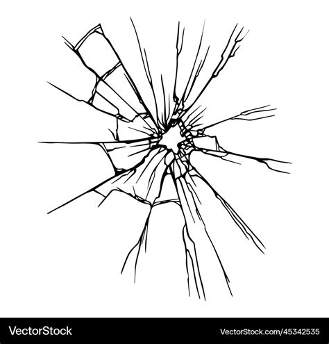 Broken glass effect with cracked bullet hole Vector Image