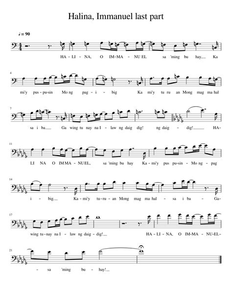 Halina Immanuel Last Part Sheet Music For Piano Solo Easy