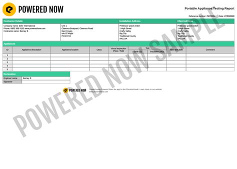 Portable Appliance Testing Report Pat