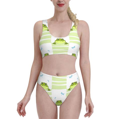 Haiem Frogs And Dragonflies Women S High Waisted Bikini Set Two Piece