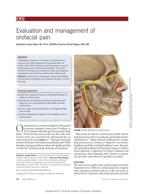 Evaluation and Management of Orofacial Pain | PDF | Headache | Pain