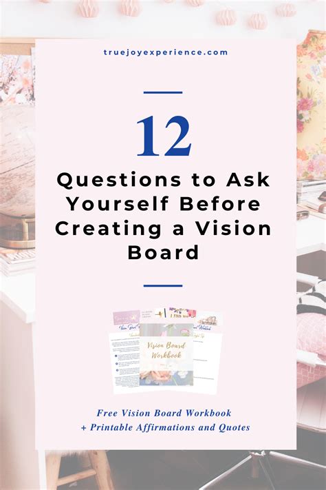 12 Questions To Ask Yourself Before Creating A Vision Board Creating A Vision Board Workbook