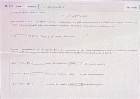 Solved Consider The Following Gas Phase Reaction 2so2