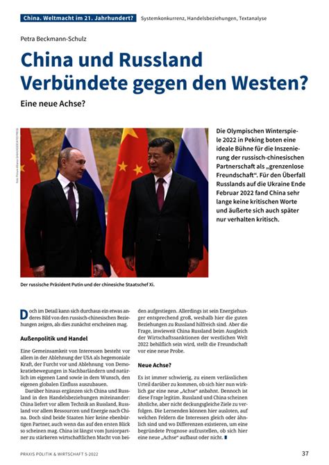 China und Russland Verbündete gegen den Westen Eine neue Achse