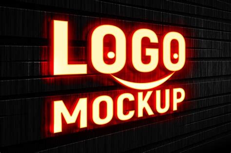 Premium Psd Neon Logo Mockup