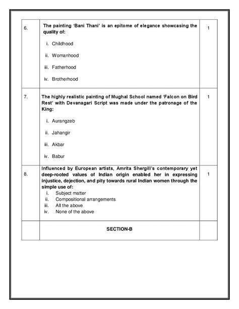 CBSE Class 12 Painting Sample Paper 2024 PDF With Solutions