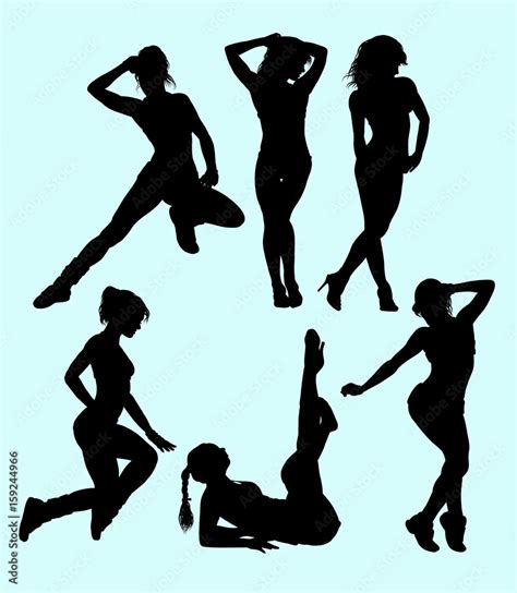 Sexy Girls Pose And Action Silhouette Good Use For Symbol Logo Web Icon Mascot Sign