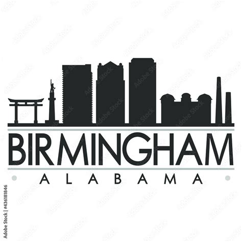 Birmingham, AL, USA Skyline Silhouette Design. Clip Art City Vector Art ...