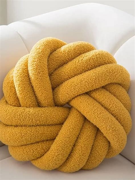 XIAIJIA Knot Pillow Ball Soft Yellow Round Throw Pillows Plush Knot