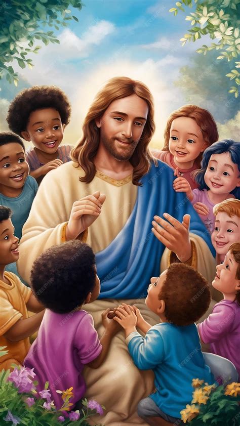 Coloring Page Of Jesus Christ With Children Jesus Loves Children Tuhan