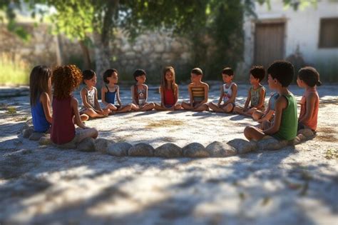 Children sitting in a circle for group activities | Premium AI ...