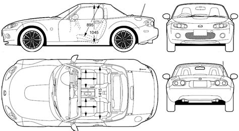 2006 Mazda Mx 5 Miata Cabriolet Blueprints Free Outlines