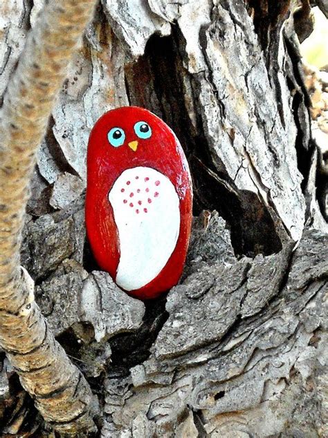 Red Bird Painted Rock