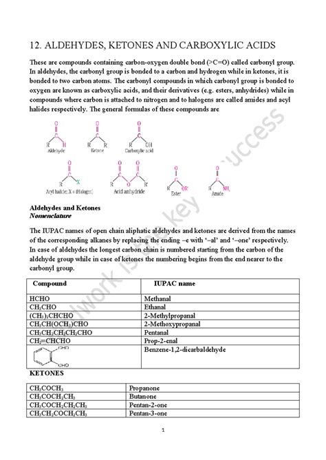 12th Organic Chemistry Chapter 1 12 Aldehydes Ketones And