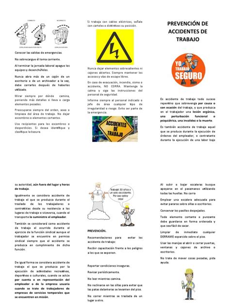 Folletos Prevencion De Accidentes Pdf Labor Empleo