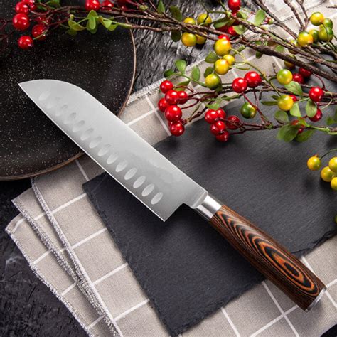 Alta qualidade japonês 1 4116 aço inoxidável faca santoku chef facas de