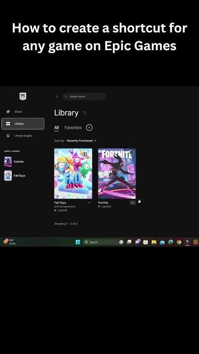 How To Create A Shortcut For Any Game On Epic Games Shorts Youtube