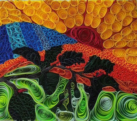 Bright Mosaic Quilled Art Home Decor Abstract Landscape Art