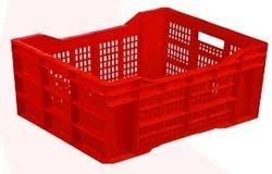 Rectangular Solid Box Red Vegetable Plastic Crates For Storage