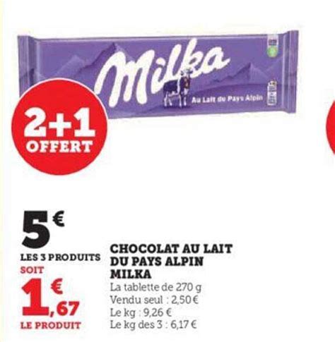 Promo Chocolat Au Lait Du Pays Alpin Milka Chez Hyper U Icatalogue Fr