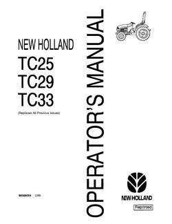 Operator’s Manual for New Holland Tractors model TC29 – DIY Repair Manuals