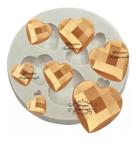 Molde De Silic N Fondant Pasta Resina Corazones Diamante Mercadolibre