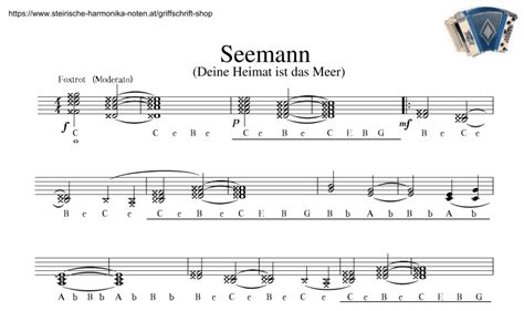 Seeman Deine Heimat Ist Das Meer Foxtrott Steirische Harmonika Noten