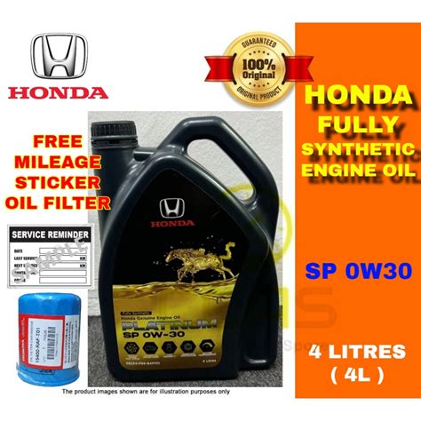 100 ORIGINAL HONDA Engine Oil Fully Synthetic SP 0W30 4L FREE HD