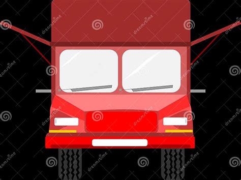 Red Food Truck Isolated Front View Stock Photo Illustration Of