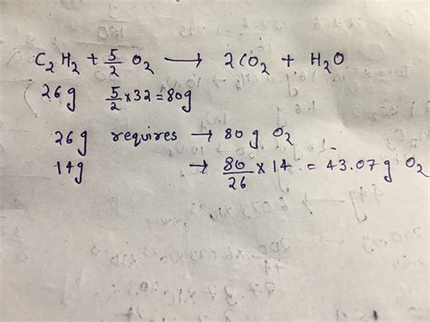 Calculate The Mass Of Oxygen Required To Burn 14 Gram Of C2h2 To