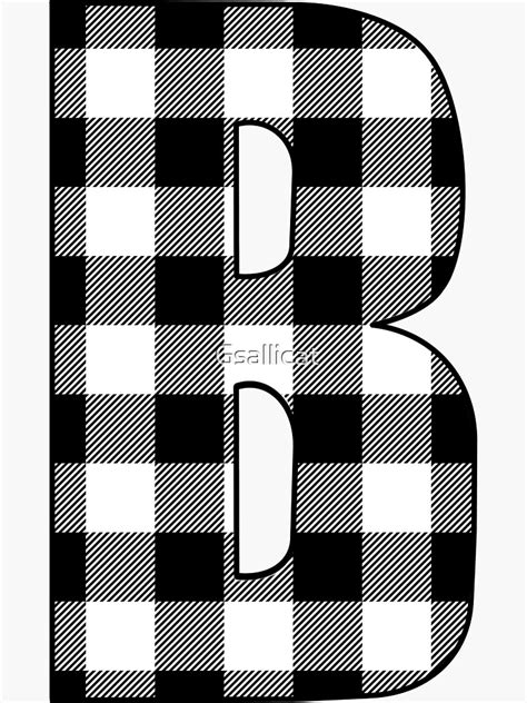 Letter B Monogram Black And White Buffalo Plaid Check Sticker For