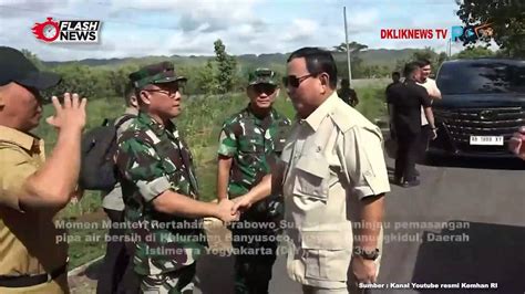 Menhan Prabowo Tinjau Pemasangan Air Bersih Di Playen Gunung Kidul