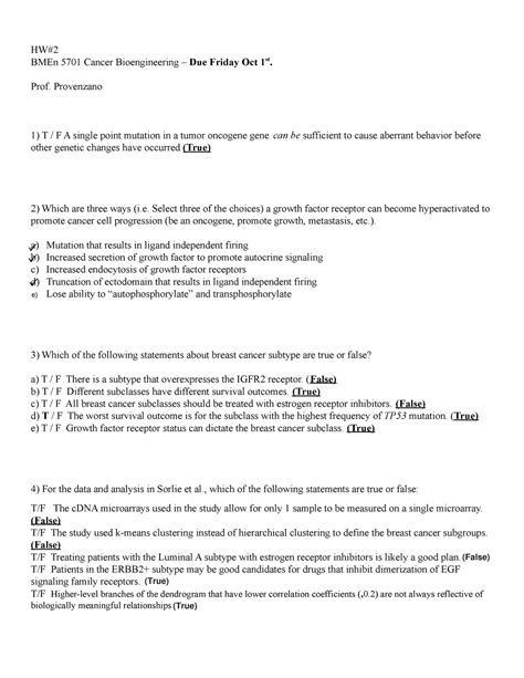 Cancer Bio Eng HW2 HW BMEn 5701 Cancer Bioengineering Due Friday