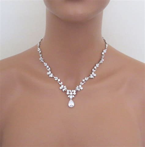 Bridal Jewelry Set Wedding Necklace Set Cz Bridal Necklace Etsy